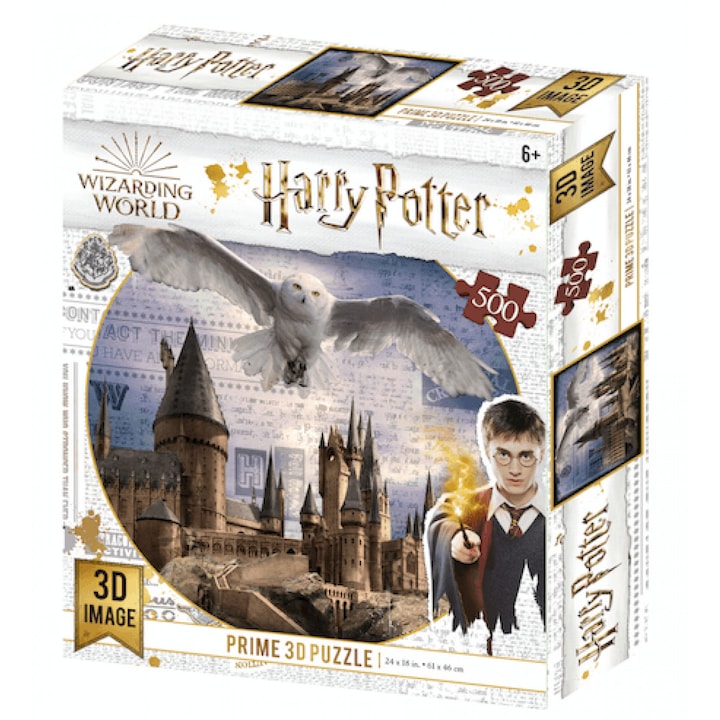 Harry Potter Hogwarts és Hedwig 3D puzzle, 500 darabos