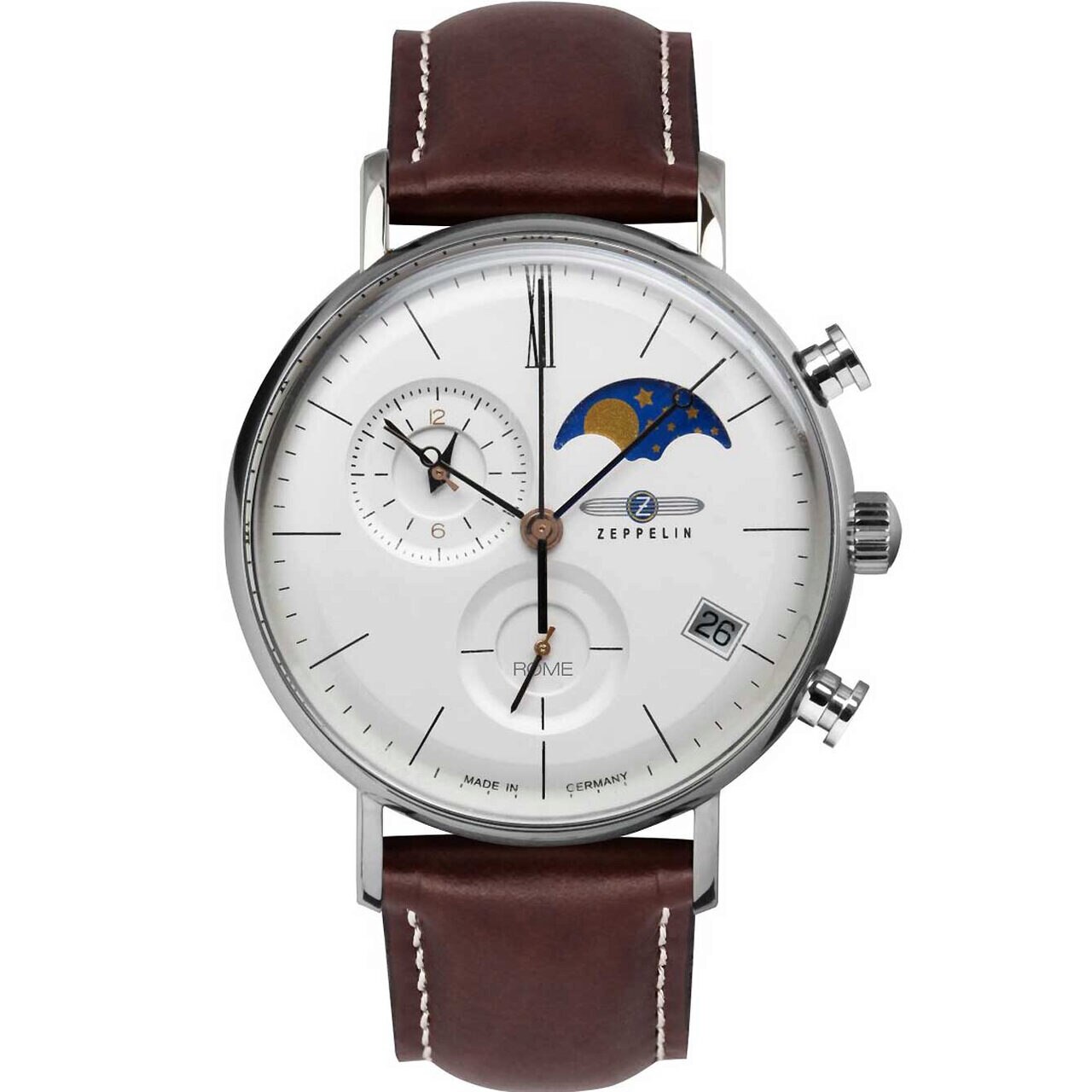 Ceas barbatesc Zeppelin 7198-4, Quartz, 41mm, 5ATM, Argintiu