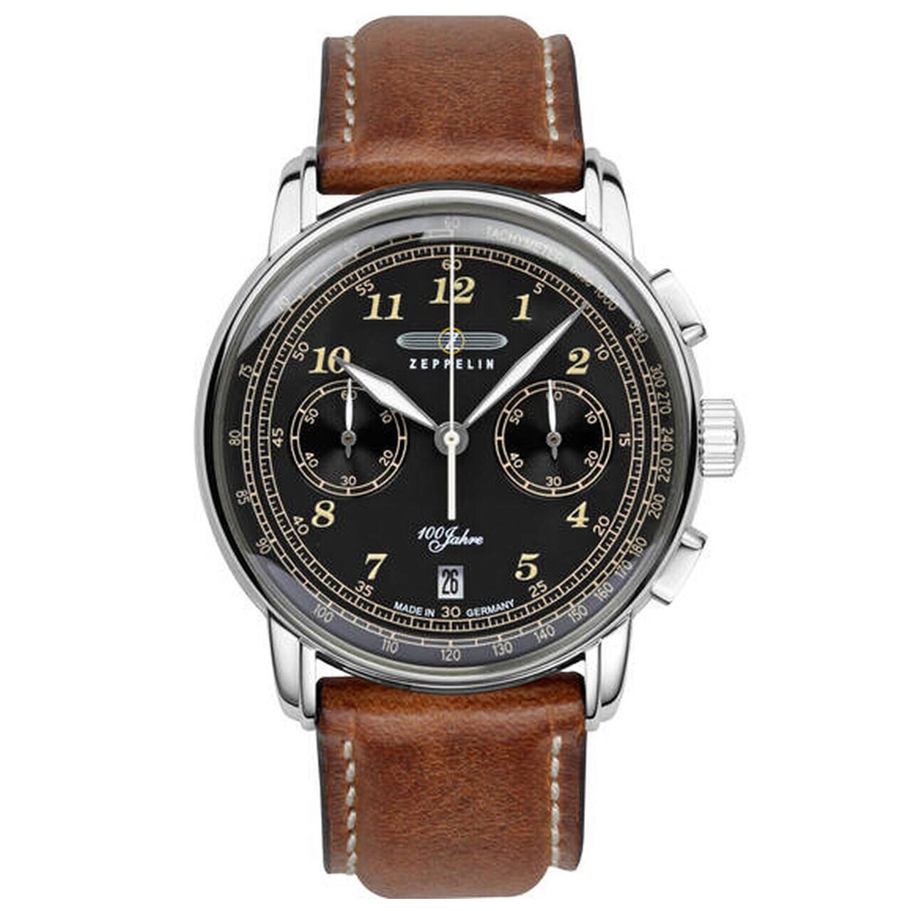 Ceas barbatesc Zeppelin 7674-3, Quartz, 43mm, 5ATM, Argintiu