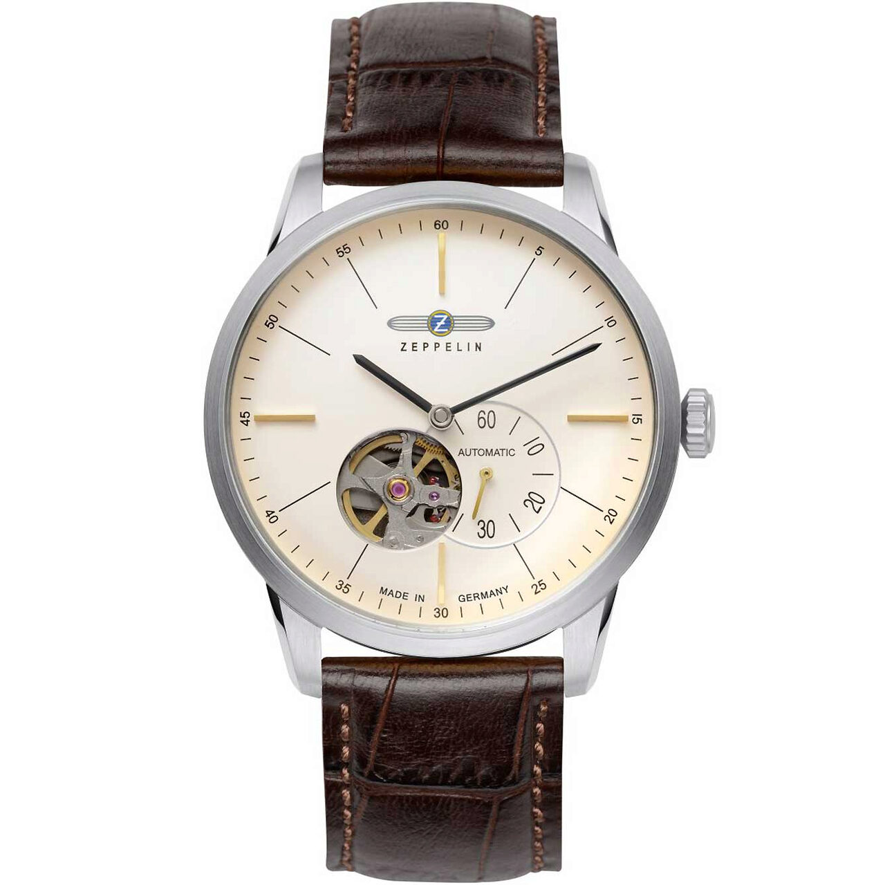 Ceas barbatesc Zeppelin 7364-5, Automatic, 40mm, 5ATM, Argintiu