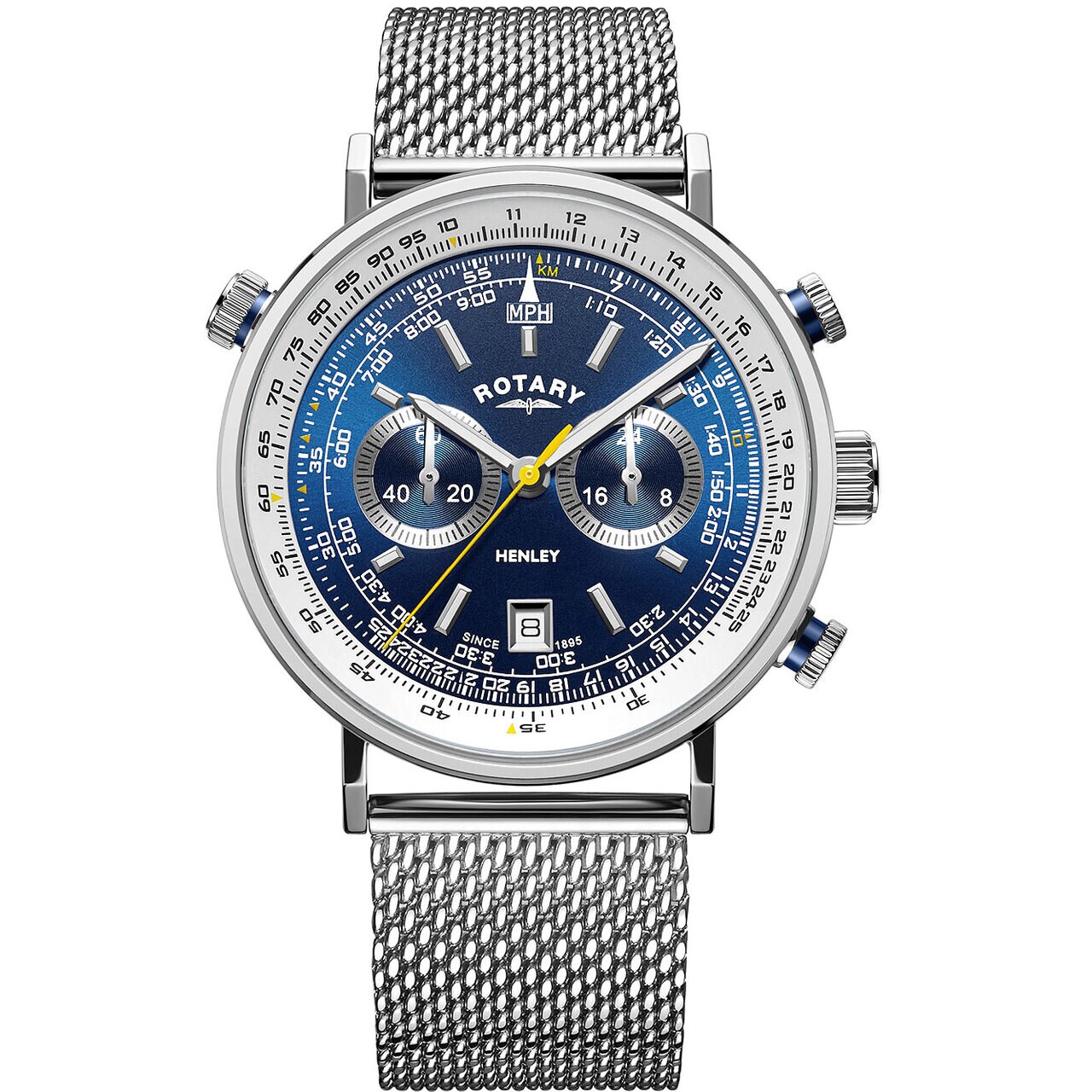 Ceas barbatesc Rotary GB05235/05, Quartz, 42mm, 5ATM, Argintiu