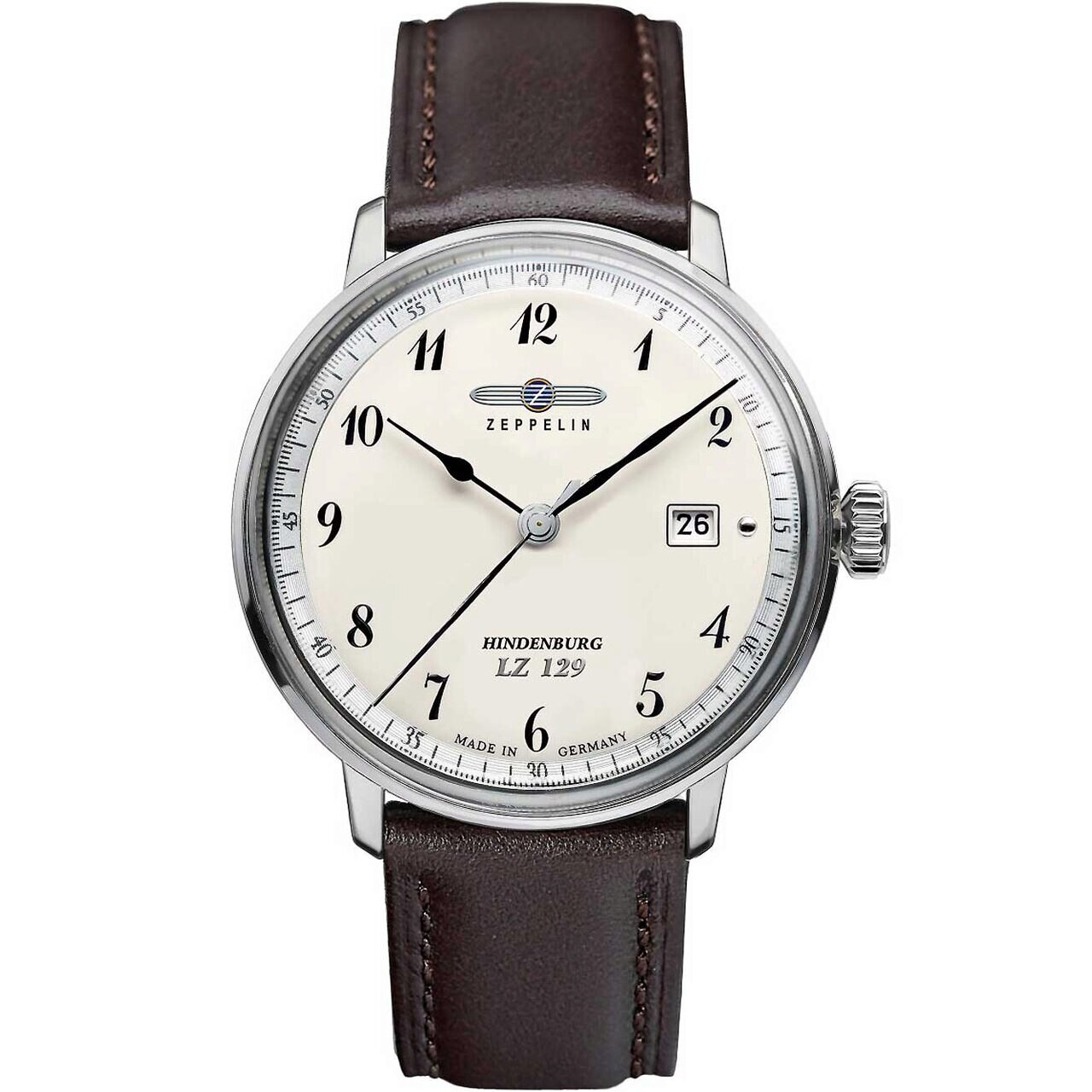 Ceas barbatesc Zeppelin 7046-4, Quartz, 40mm, 3ATM, Argintiu