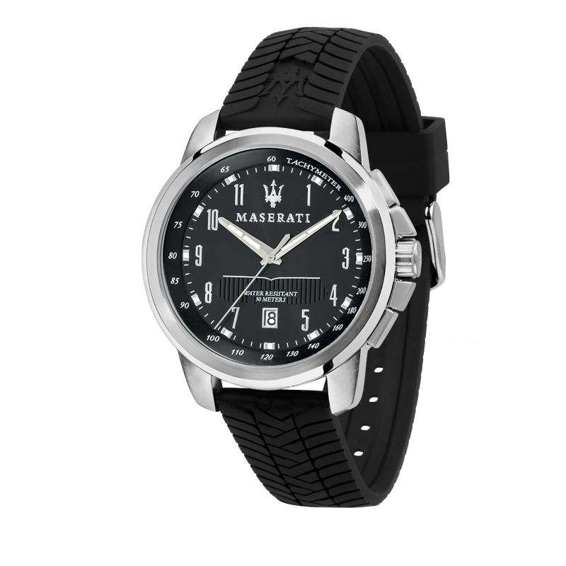 Ceas Maserati Successo R8851121014, carcasa 45mm, curea silicon negru
