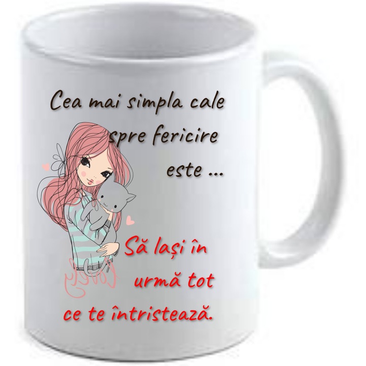 Személyre szabott kerámia bögre "Út a boldogsághoz", 325 ml