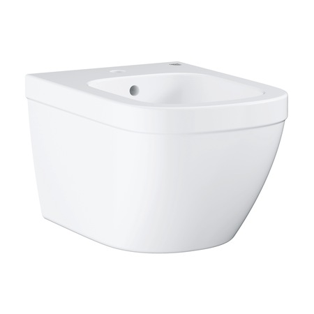 Bideu ceramic Grohe 39208000 Euro, montat pe perete, cu preaplin, alb ...