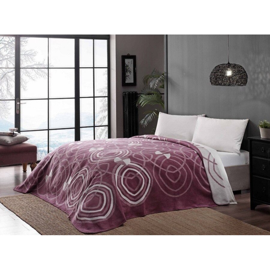 Patura bumbac si fibra mixta 200x220cm, TAC, Paloma Mov