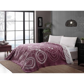 Patura bumbac si fibra mixta 200x220cm, TAC, Paloma Mov Patura bumbac si fibra mixta 200x220cm, TAC, Paloma Mov