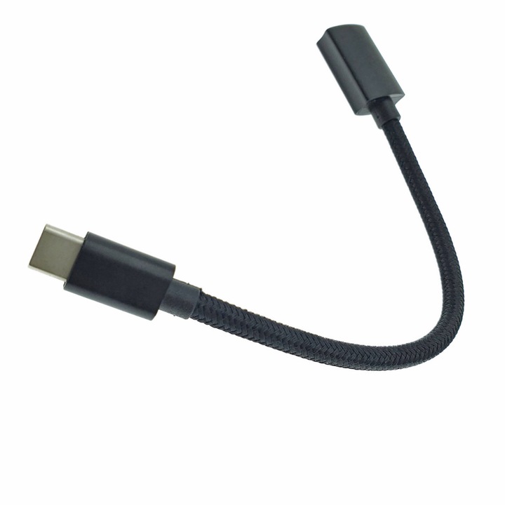 Adaptor premium OTG, USB 3.1 mama la USB tip C tata, Revolution 115, cablu cu invelis textil, carcasa aluminiu, negru Negru