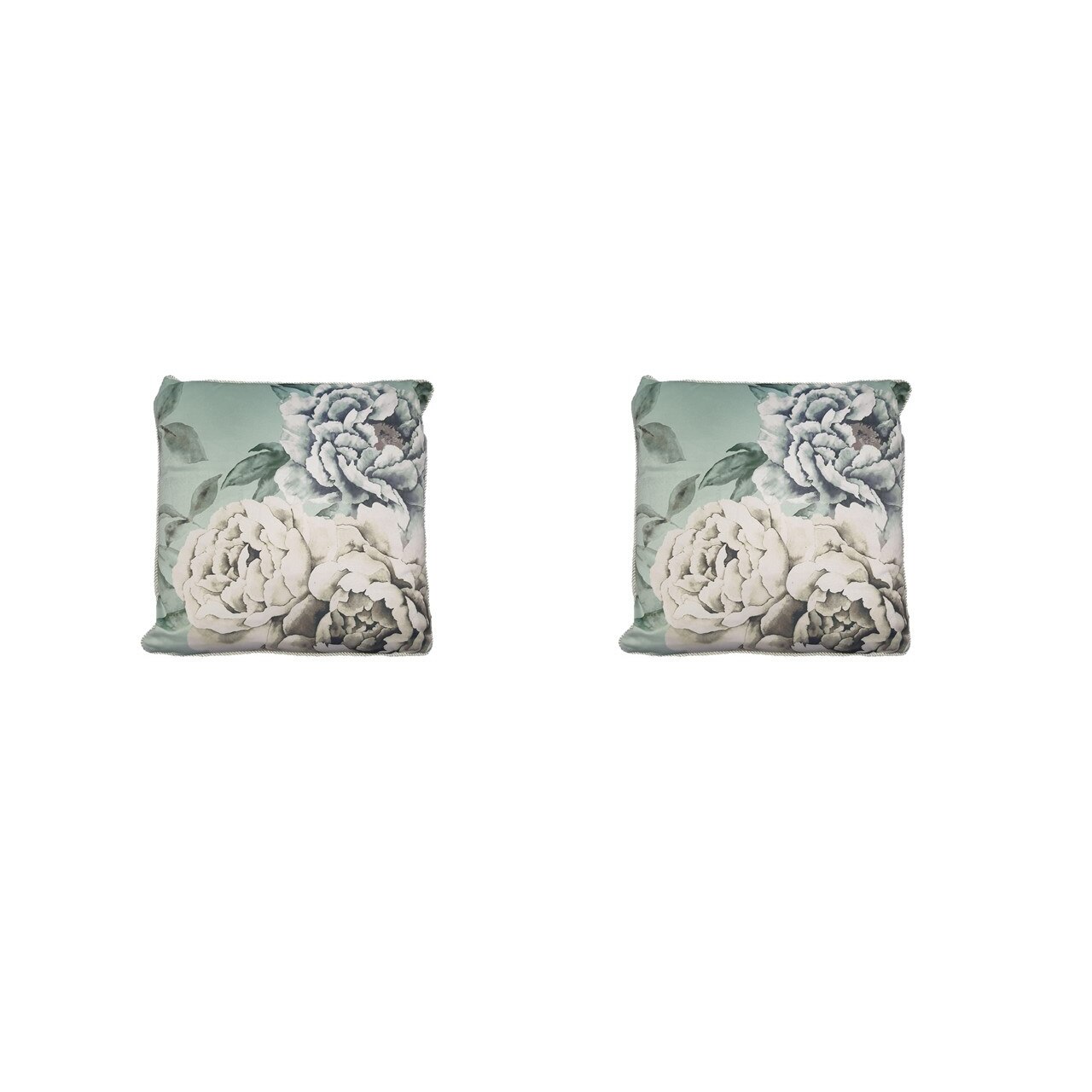 Set 2 perne decorative premium, 43 x 43 cm, flori albe, husa detasabila, George Home