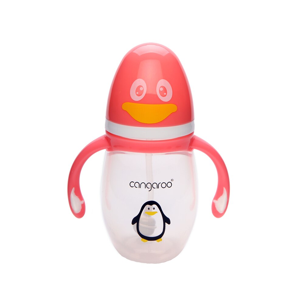 Biberon cu manere 210ml Pinguin Pink