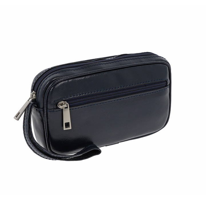 Bőrből készült sötét kék, férfi kézi táska modell 015 The Bag Shop