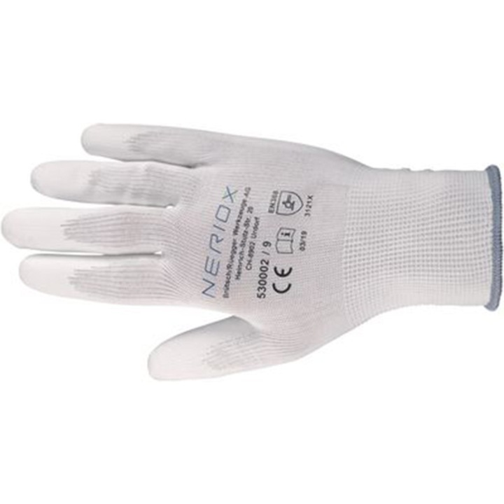 Manusi tricotate din poliester, set de 12 perechi, Neriox, Worker, albe, 530002.0500