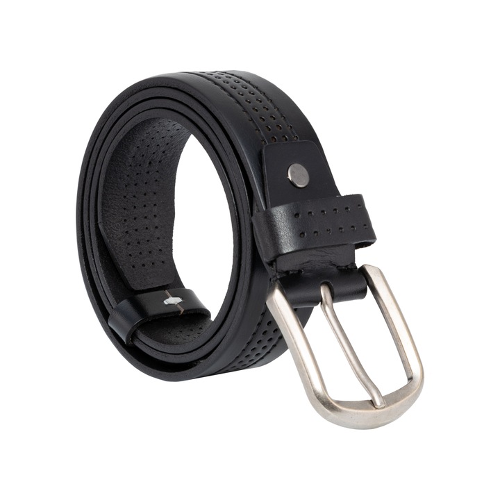Curea casual din piele naturala, model perforat, 4 cm latime, 110