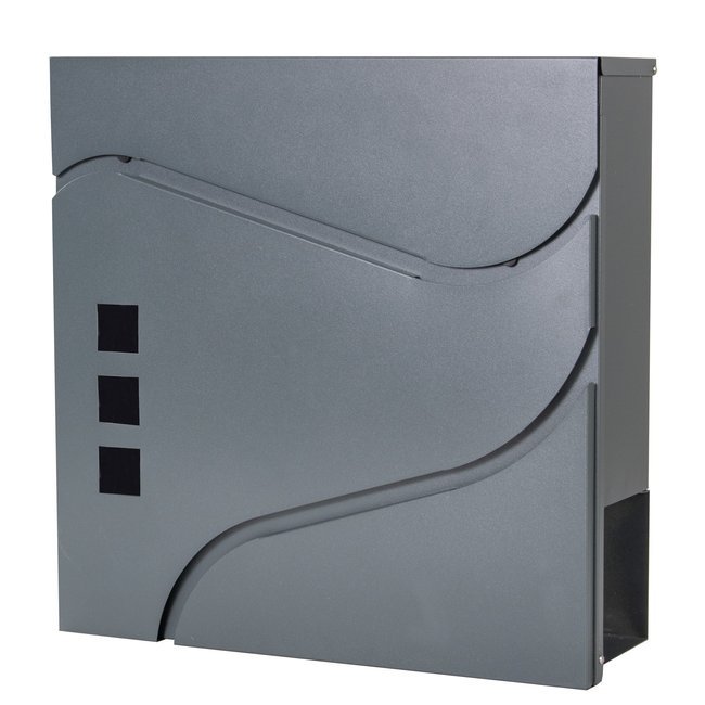 Cutie postala 37x36x11 din otel zincat antracit mat, spatiu ziare, capac rabatabil, ferestre sticla mata