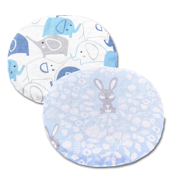 Комплект 2 възглавници против колики с черешови костилки Kidizi Bunny & Elephants Blue, сини, 19 см