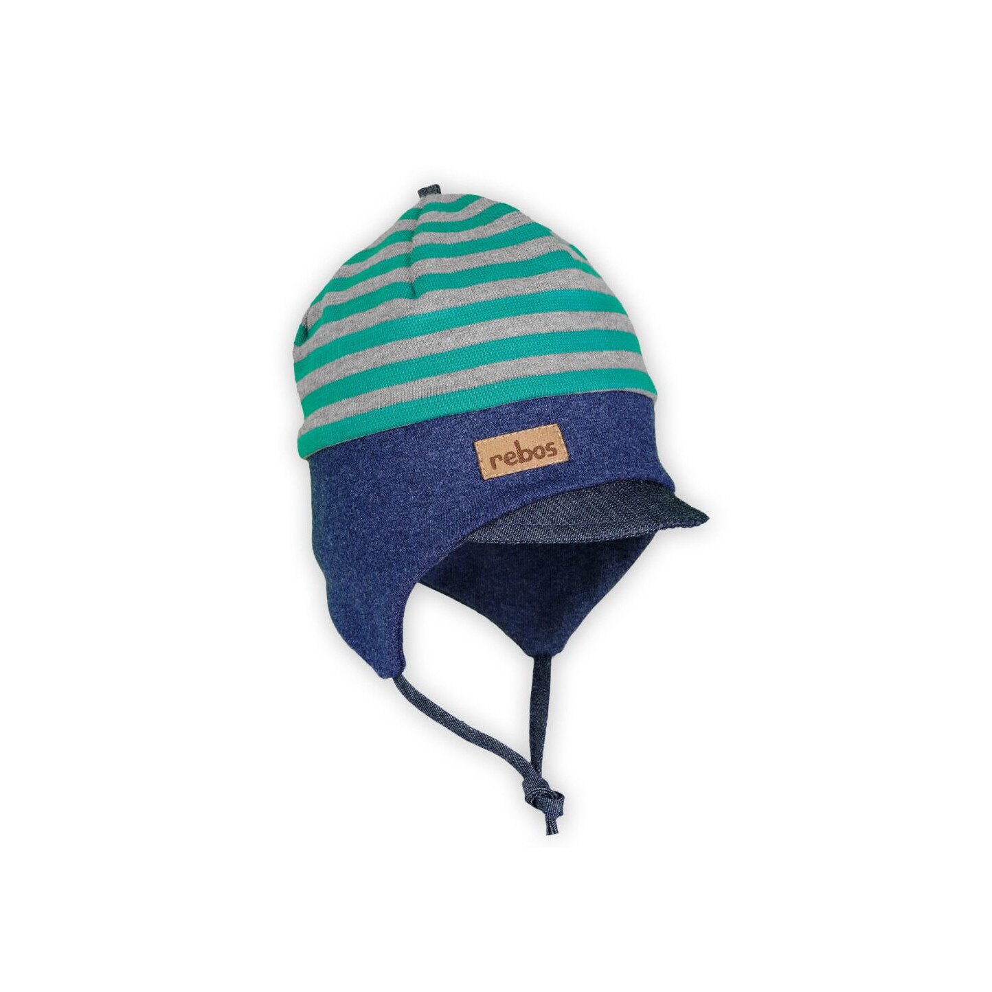 Caciulita Rebos, gri cu dungi verzi 40 cm