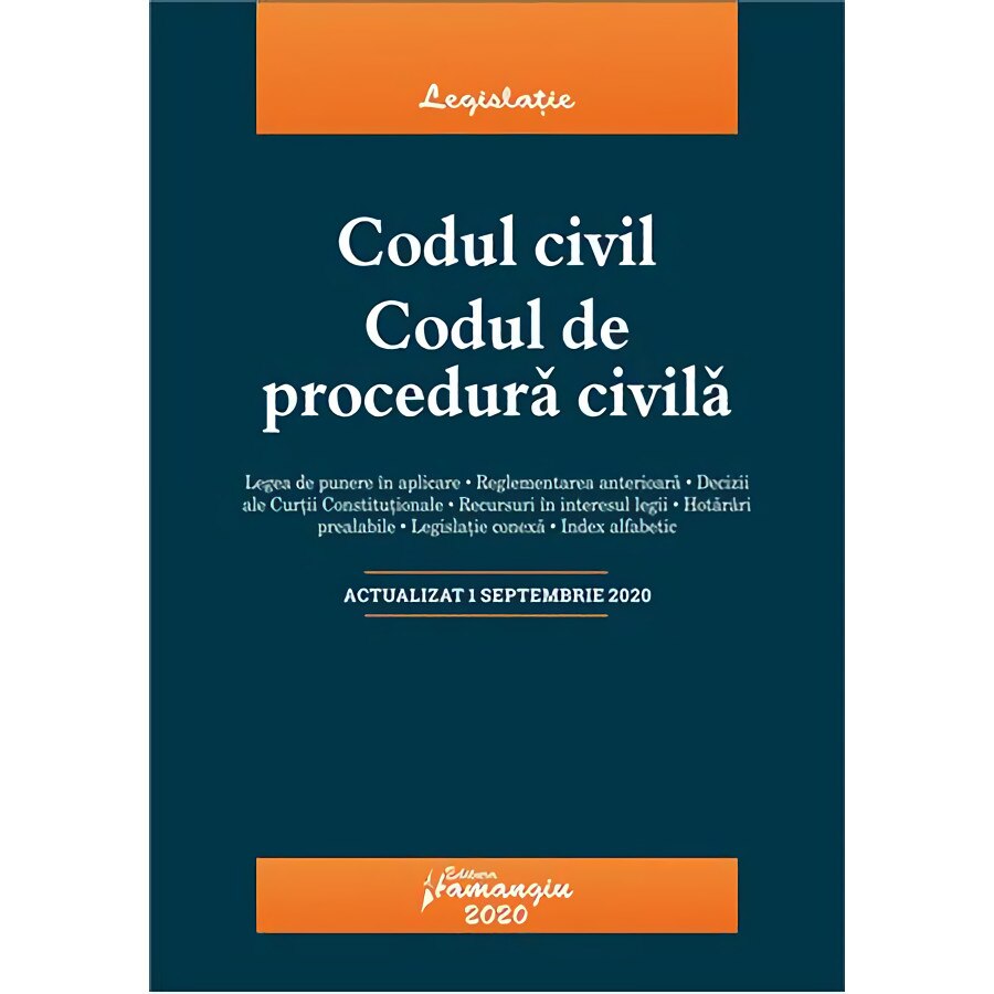 Codul Civil Codul De Procedura Civila Actualizat La 1 Septembrie 2020 Hamangiu Emag Ro