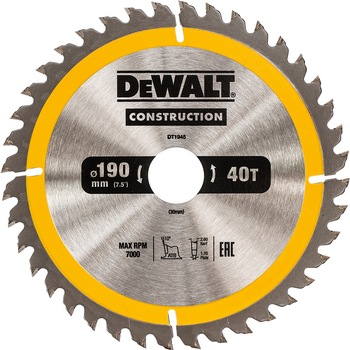 Disc circular pentru constructii 190x30mmx40T DeWalt Disc circular pentru constructii 190x30mmx40T DeWalt