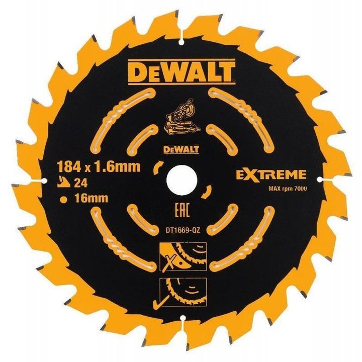 Panza fierastrau circular Dewalt EXTREME, 184x16x1.65mm, 24 dinti