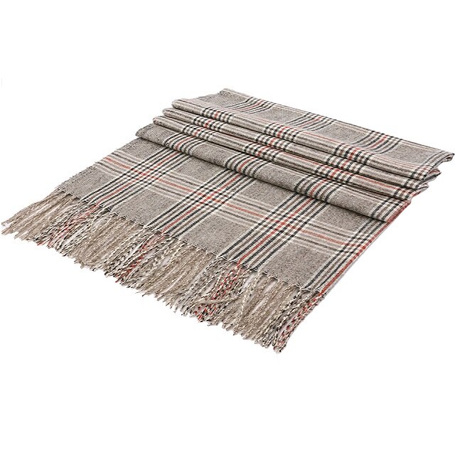 Esarfa tip fular din casmir, unisex cu carouri gri, rosu si negru