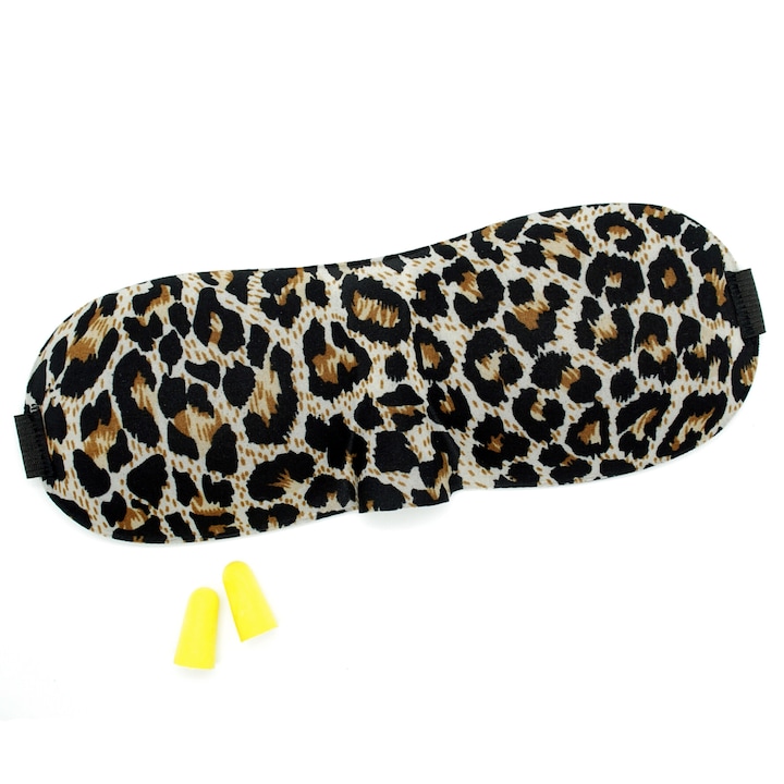 Set Masca somn, Animal Print + Dopuri de urechi pentru dormit + Punga resigilabila