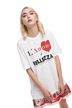 Tricou din bumbac Dolce & Gabbana „L’amore e’ Bellezza”, alb Tricou din bumbac Dolce & Gabbana „L’amore e’ Bellezza”, alb