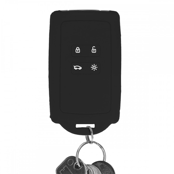 Kwmobile Renault / Dacia Kompatibilis autó kulcstartó, 4 gombos, szilikon, fekete