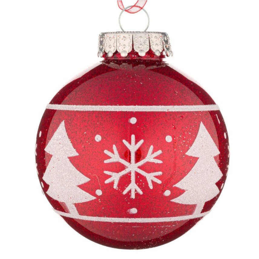 Globulet ideal pentru bradut, Zola®, rosu cu braduti, 8 cm