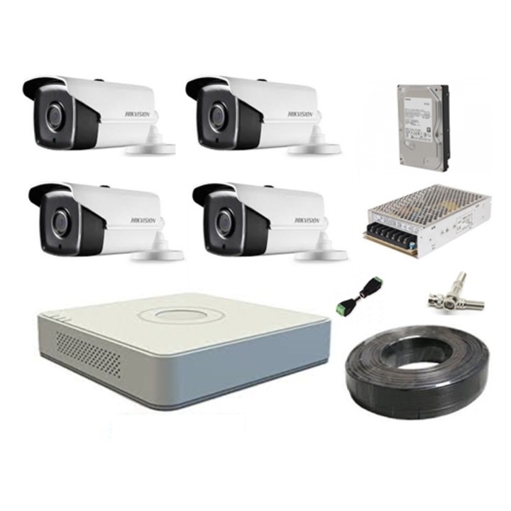 Sistem supraveghere 4 camere wireless 2MP, 30m IR, lentila 2.8mm, NVR 4 canale, rezolutie pana la 4K