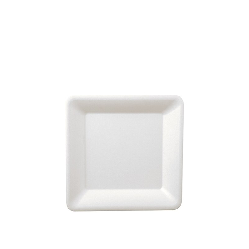 Set 50 farfurii, patrate, dimensiuni 155x155mm, culoare alba, fabricate din trestie de zahar