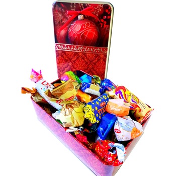 Cutie cadou cu glob, mix de bomboane Bucuria Cutie cadou cu glob, mix de bomboane Bucuria