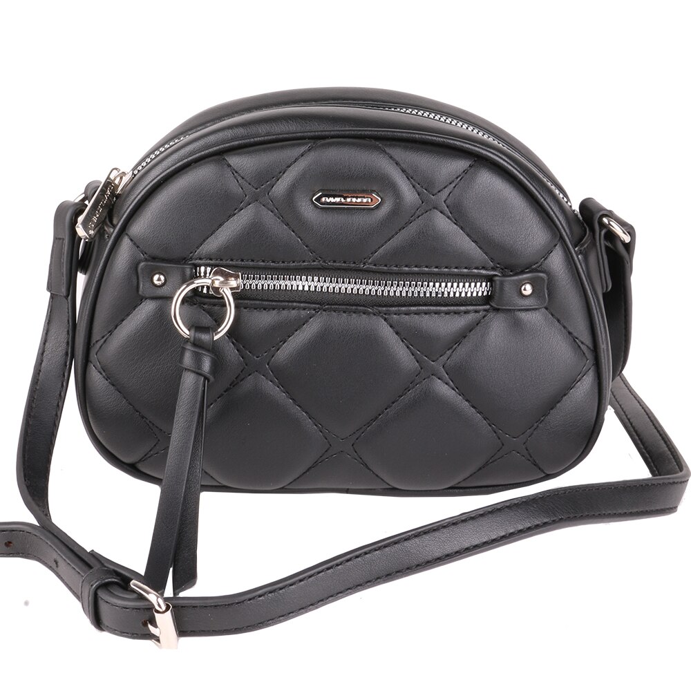 Geanta crossbody, pentru dama, din piele eco, cu efect matlasat, AB-6442-1BK Negru