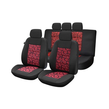 Huse Scaune Auto Universale,Lux Rosu, Piele Ecologica Perforata + Textil, Set Compus Din 11 Piese Huse Scaune Auto Universale,Lux Rosu, Piele Ecologica Perforata + Textil, Set Compus Din 11 Piese