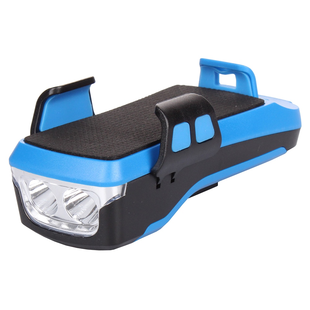 Far bicicleta cu sport pentru telefon Merco Expert, cu claxon si acumulator 4000 mAh, incarcare USB, impermeabil, culoare negru/albastru