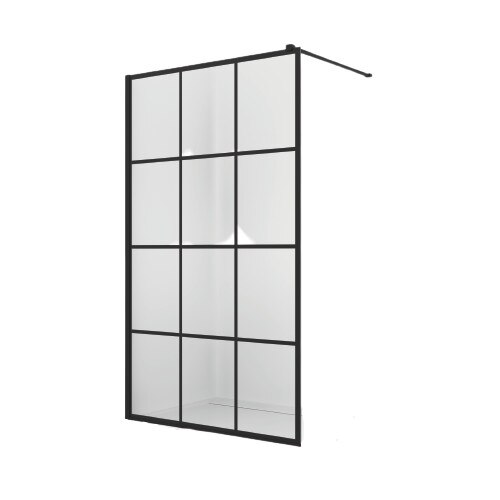 Paravan de dus Walk-In Easy Loft 75, Black, 90 x 200 cm, sticla securizata de 8mm, profil negru mat, SanSwiss