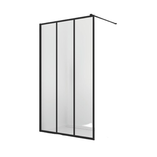 Paravan de dus Walk-In Easy Loft 72, Black, 100 x 200 cm, sticla securizata de 8mm, profil negru mat, SanSwiss