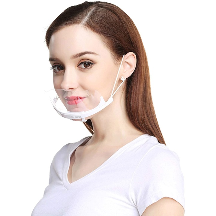 Комплект от 12 броя предпазен шлем за нос и уста, Прозрачна маска, 14 x 7 cm
