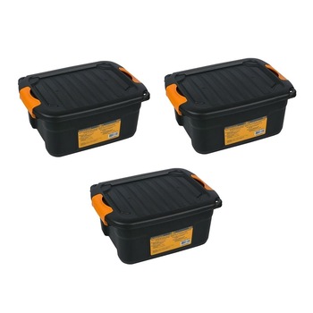 Pachet 3 Cutii depozitare, plastic, negru, 12 Litri, 40x30x18 cm Pachet 3 Cutii depozitare, plastic, negru, 12 Litri, 40x30x18 cm