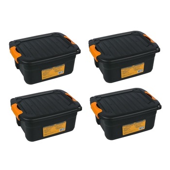 Pachet 4 Cutii depozitare, plastic, negru, 12 Litri, 40x30x18 cm Pachet 4 Cutii depozitare, plastic, negru, 12 Litri, 40x30x18 cm
