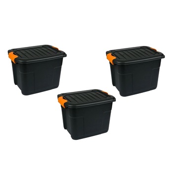 Pachet 3 Cutii depozitare, plastic, negru, 20 Litri, 40x30x28 cm Pachet 3 Cutii depozitare, plastic, negru, 20 Litri, 40x30x28 cm