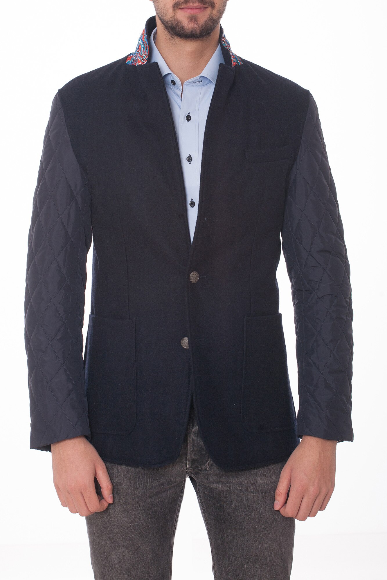 Geaca matlasata tip sacou, Bleumarin inchis, L-XL