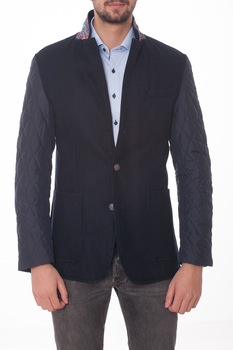 Geaca matlasata tip sacou, Bleumarin inchis, L-XL Geaca matlasata tip sacou, Bleumarin inchis, L-XL