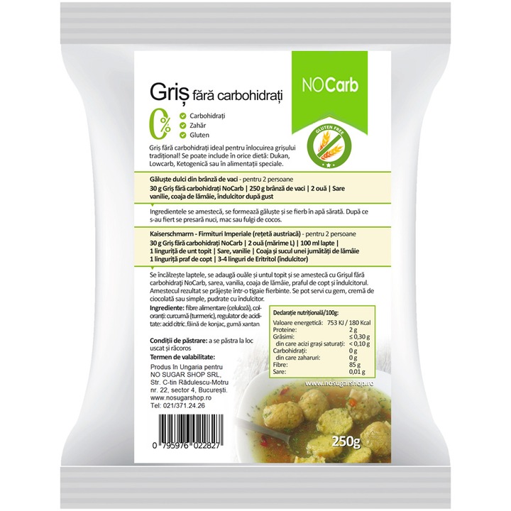 Gris fara carbohidrati NoCarb, 250g