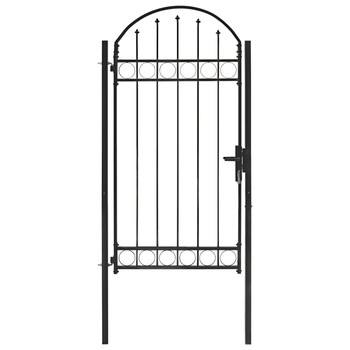 Poarta dubla de gard cu varf in arcada, vidaXL, Otel vopsit electrostatic, 100 x 250 cm, Negru Poarta dubla de gard cu varf in arcada, vidaXL, Otel vopsit electrostatic, 100 x 250 cm, Negru