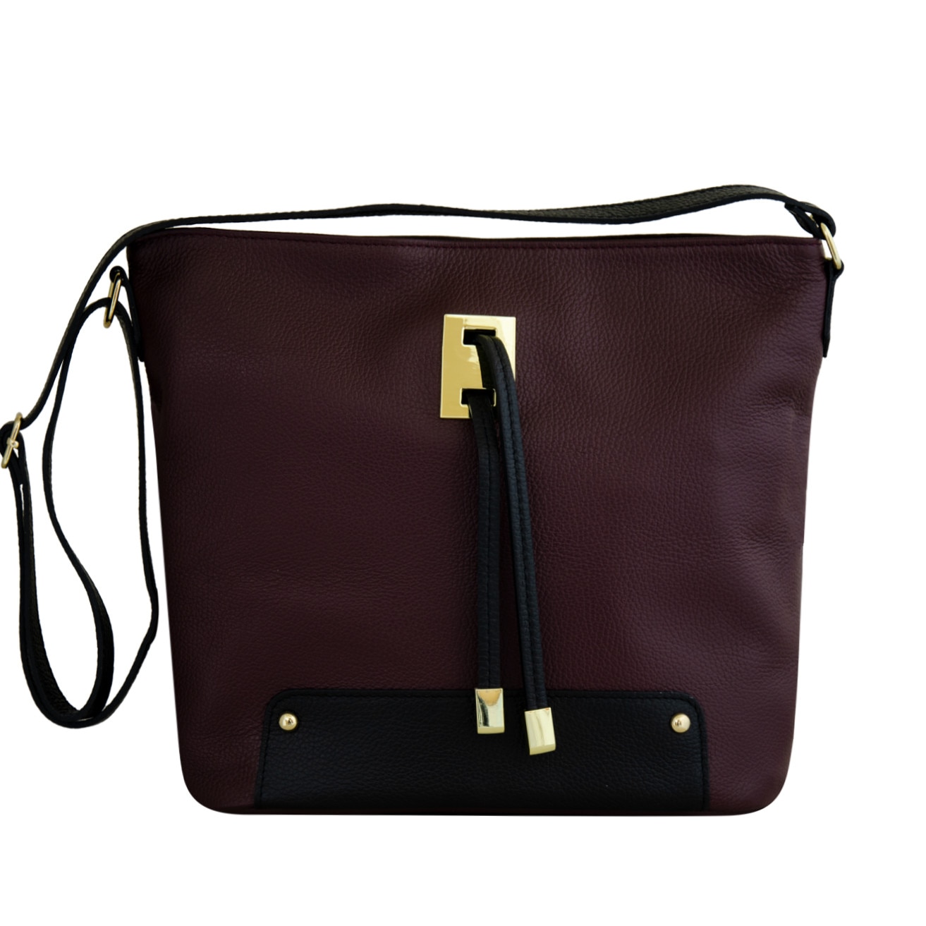 Geanta tip postas din piele naturala,Eva Bags Tania 2 mare bordo