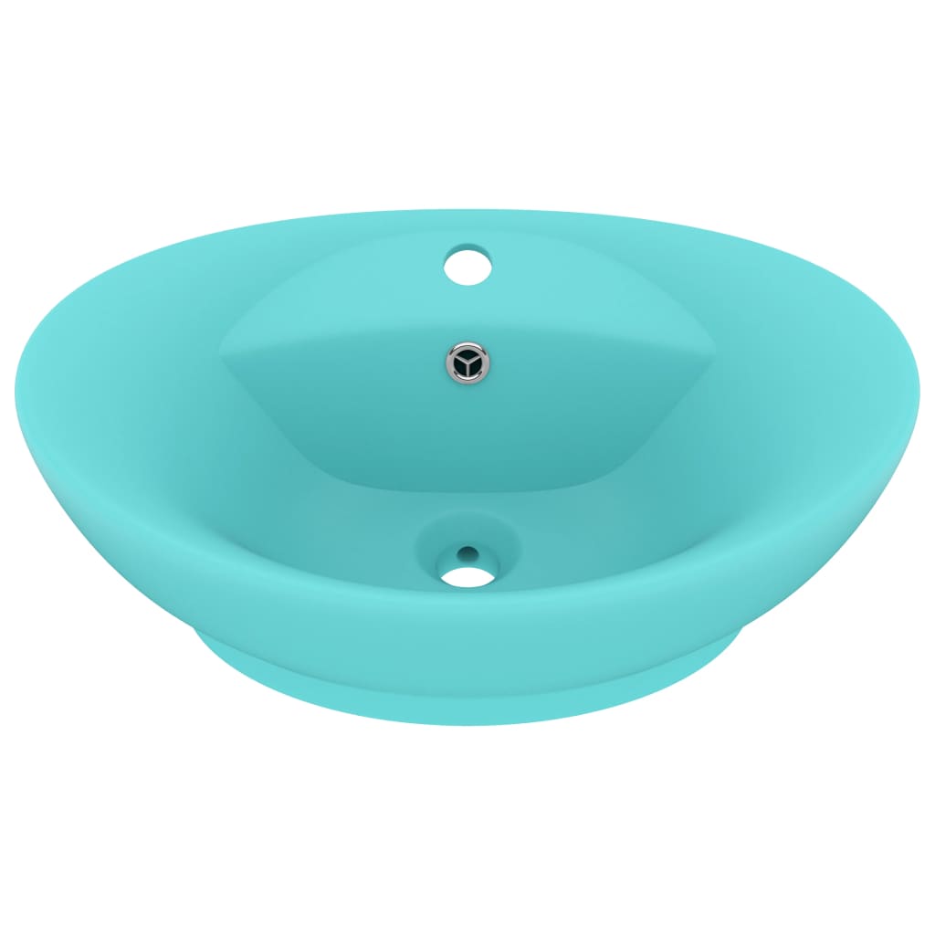 Lavoar cu preaplin, vidaXL, Ceramica, 58.5 x 39 cm, 4.5 cm, Verde deschis mat