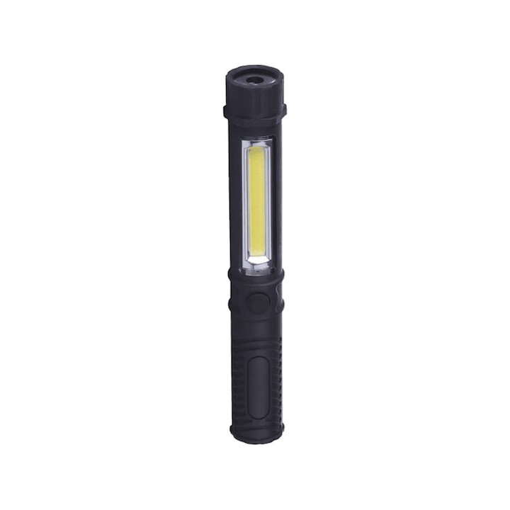 Инспекционен фенер EMOS, 3W COB + 1x LED, Магнит, 3xAAA, Черен