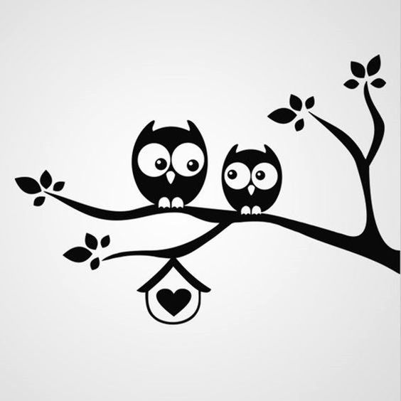 Sticker decorativ perete / geam, owls, 40x28cm
