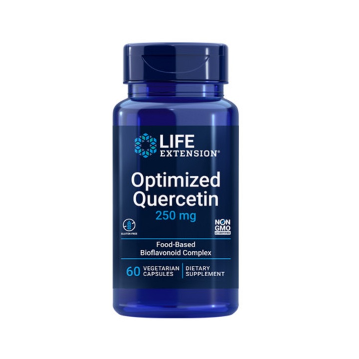 Étrend-kiegészítő, immunitás és sejttámogatás, kvercetin (250 mg), életkiterjesztésre optimalizált kvercetin - 60 kapszula (60 adag)