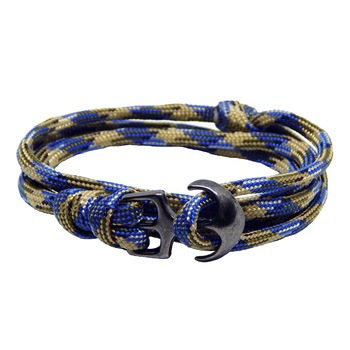 Bratara reglabila din snur paracord camo blue si inchizatoare Ancora neagra Bratara reglabila din snur paracord camo blue si inchizatoare Ancora neagra